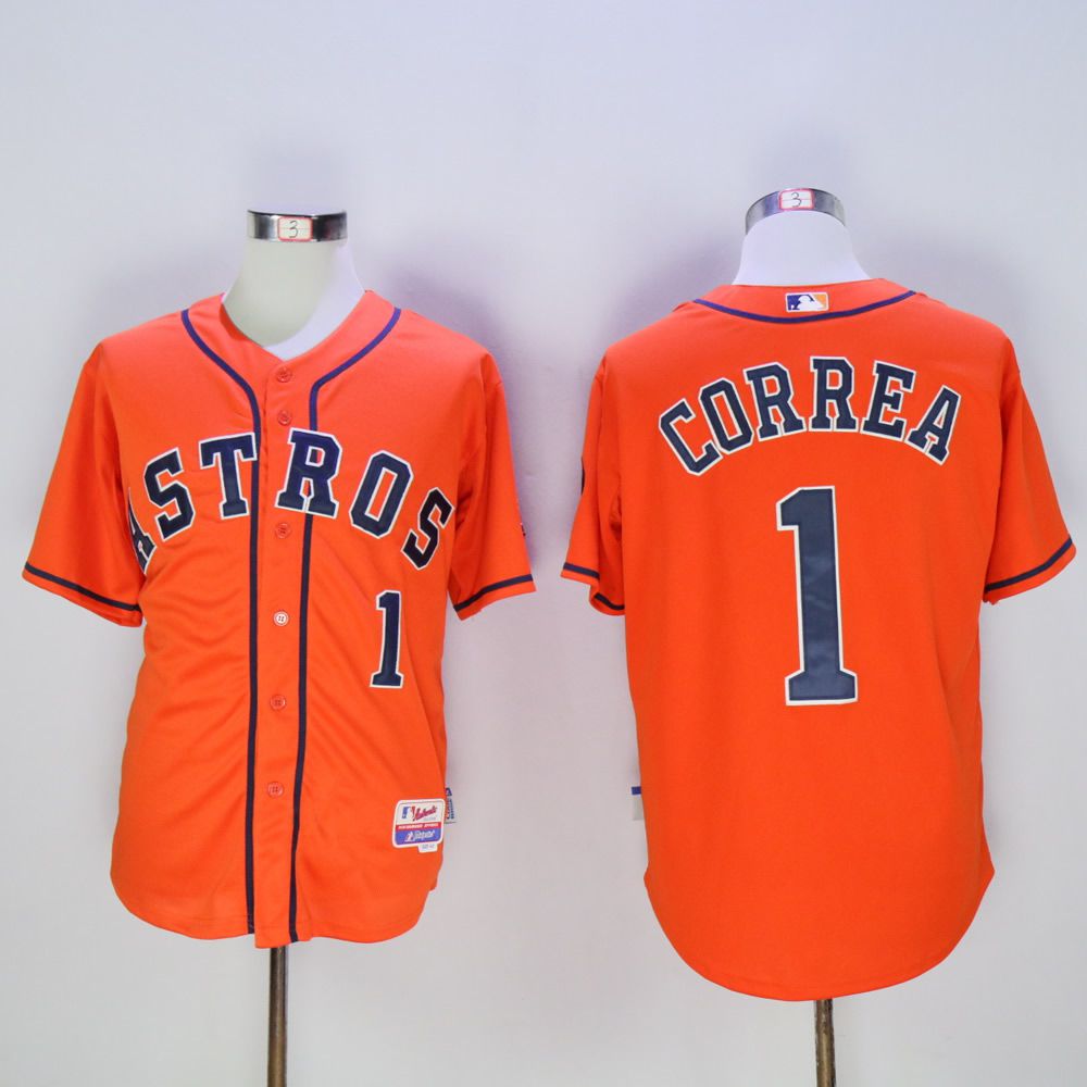 Men Houston Astros #1 Correa Orange MLB Jerseys->houston astros->MLB Jersey